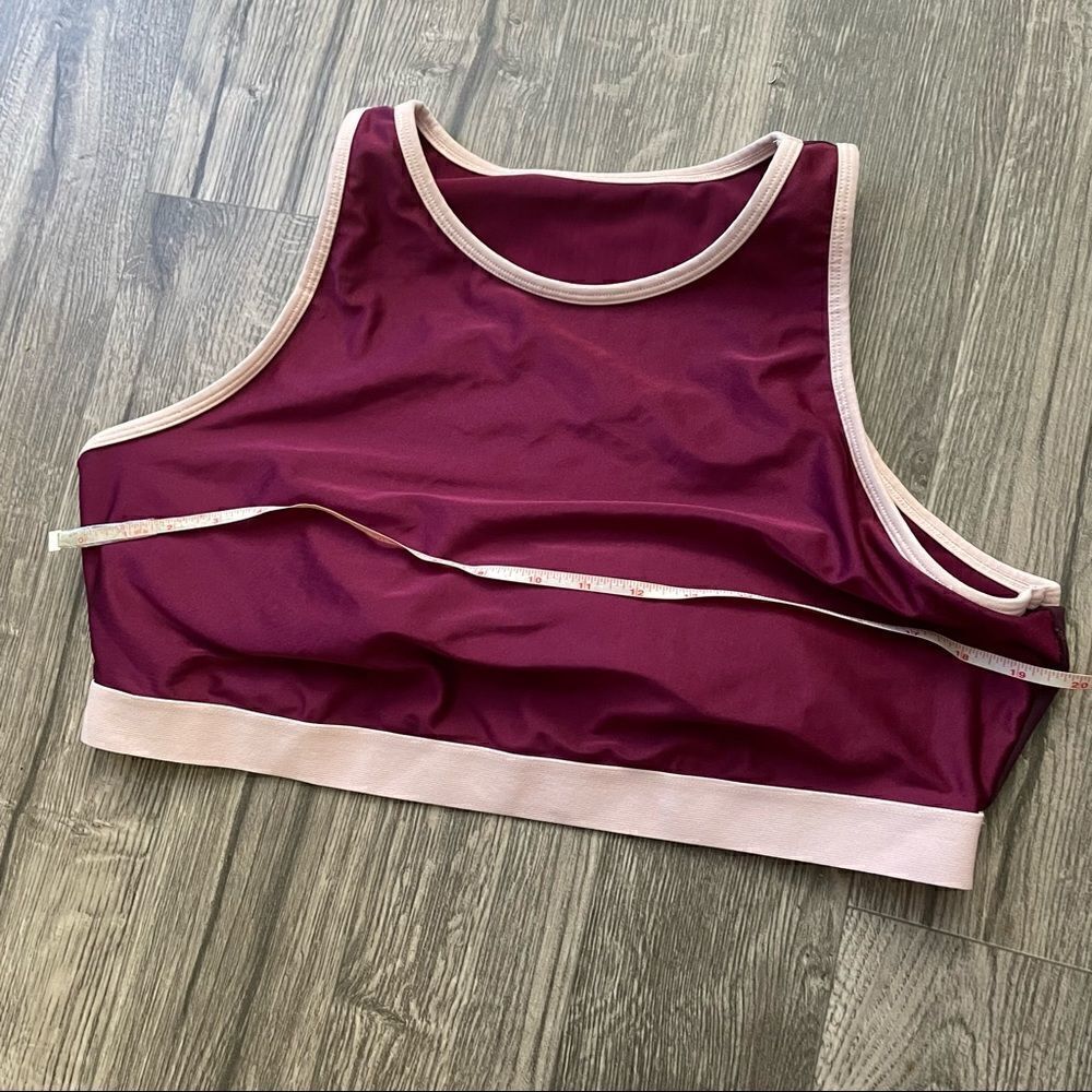 Fabletics Luana Maroon Midi Sports Bra Performance Color Block - Picture 5 of 7